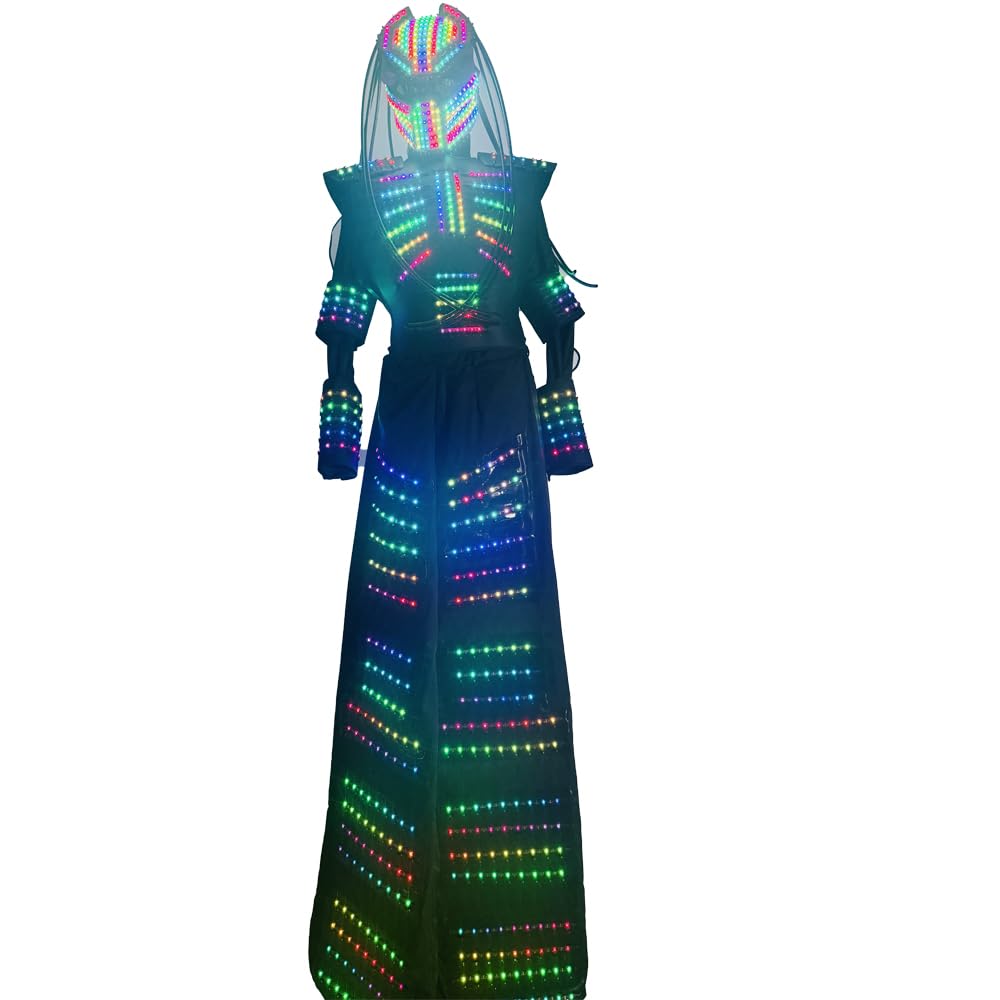 Earthradius Disfraz de Robot Caminante sobre zancos RGB, Traje de Armadura con Casco de depredador Iluminado de Cuerpo Completo para espectáculos de Escenario