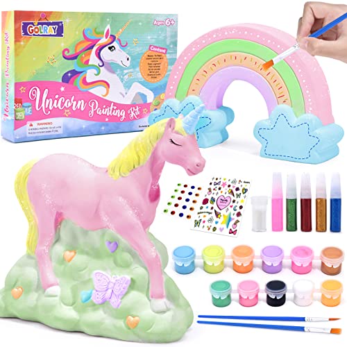 Golray Unicorn Painting Kit Craft Toys For Girls Kids Aged 3 4 5 6 7 8 Year Old Gift, Paint Your Own Unicorn & Rainbow Art And Crafts Gifts, Unicorn Birthday Gift For Little Girls Craft Toy #TOP26