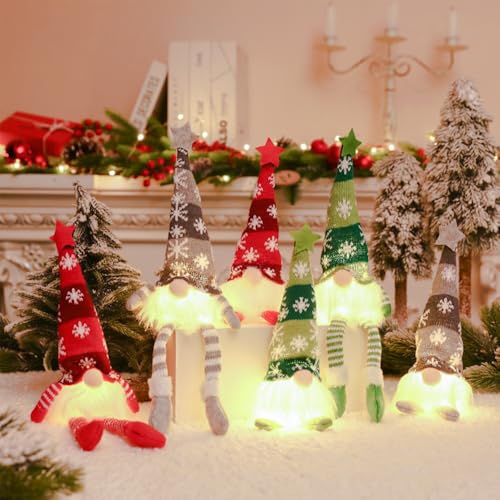 6 Stück Weihnachtswichtel Figuren LED,Weihnachten Deko...