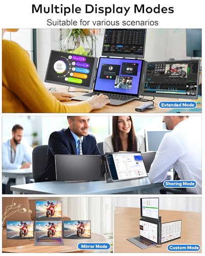 Image of 15.3 inch Laptop Screen Extender, FHD IPS Portable Quad Monitor for Laptop | Triple Screen Extender for 13-17.3 inch Laptops, Travel Monitor Compatible with Windows and MacOS(M1 /M2 /M3 /M4 /M5)-S980 Pro