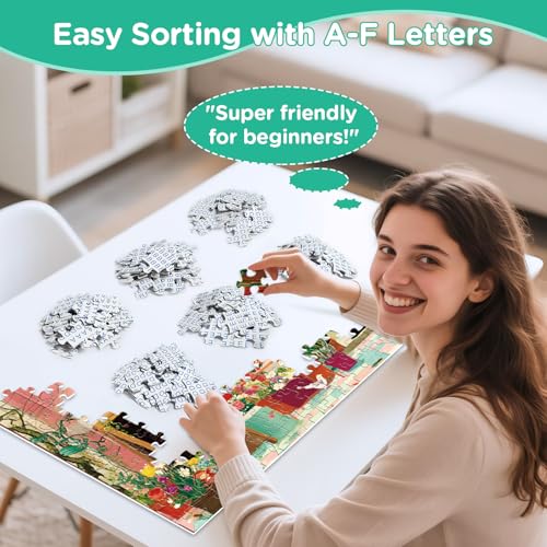 Rompecabezas de 500 Piezas para Adultos, Puzzle de Flores de Primavera | Puzzle Pink House 500 Piezas para Adultos y Adultos Mayores Tema Romance con Letras en la Parte Posterior miniatura 4