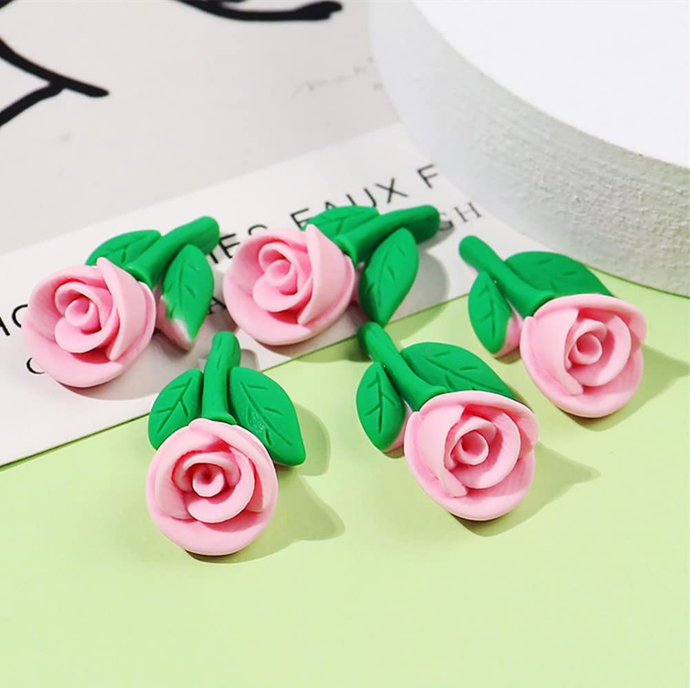 MSCFTFB 100-Piece Rose Resin Charms - Flower Cabochons For Jewelry Making & Crafts