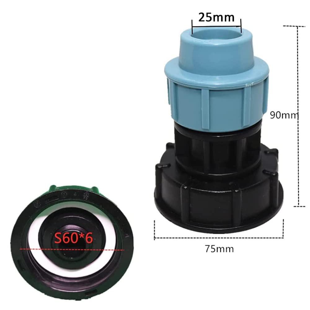 TOP-VIGOR Adattatore Per Serbatoio IBC S60x6, Raccordo A T Per Tubo Da 25 Mm, Per Acqua E Irrigazione