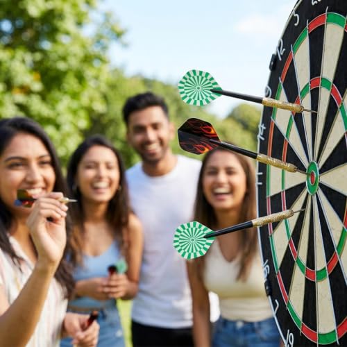 Image of Proberos 6Pcs Steel Tip Darts Set for Adults, 14g Thick-barreled Brass Darts with Textured Barrels and Unique Flights for Dartboard Games Parties and Home Playing Usage