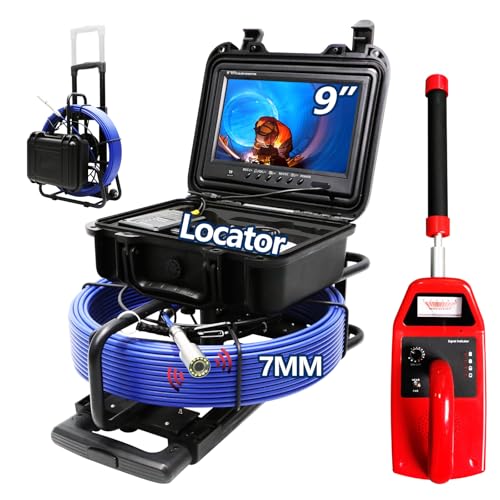 Gatebig Sewer Camera with Locator,165FT/50M,Retractable Handle and Wheels,7MM Cable, 9'' IPS Drain