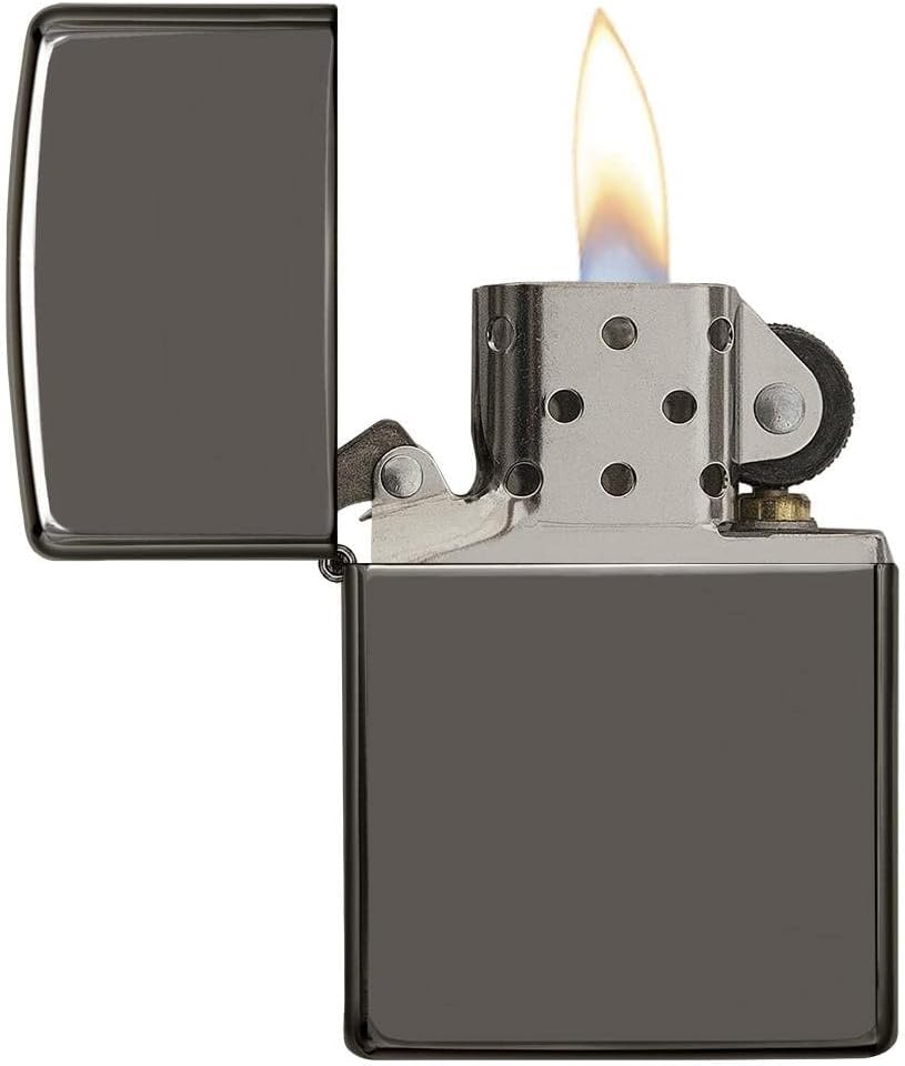 Zippo Lighter - Personalized Message Engraved on Backside Colored Windproof Lighter Black Ice 150