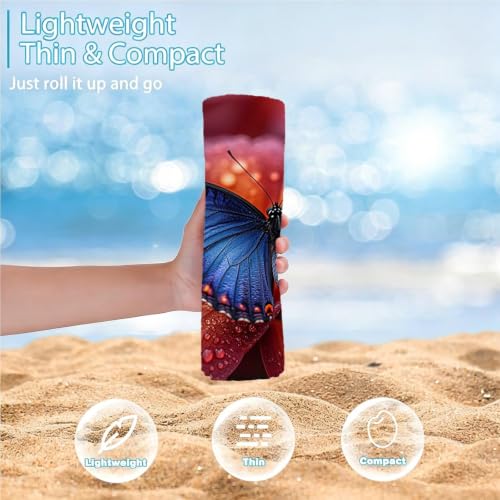 Drap de plage compact microfibre et serviette de piscine légère 200x90 cm - 5