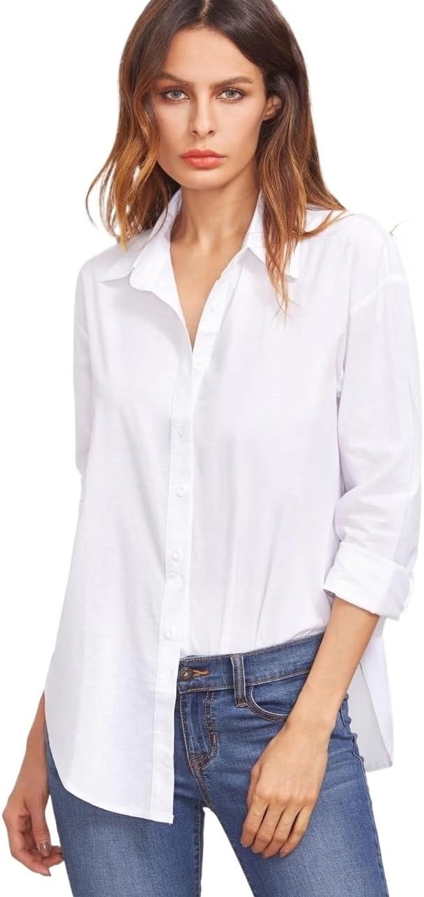 Women's Classic-Fit Shirt Button Front Blouse Shirt,Long Sleeve Tops