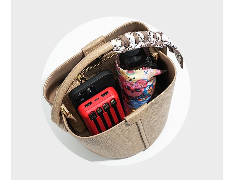 Women’s Genuine Leather Bucket Bag Vegetable Basket, Ladies Shoulder Handbag Tote bag for Everyday3