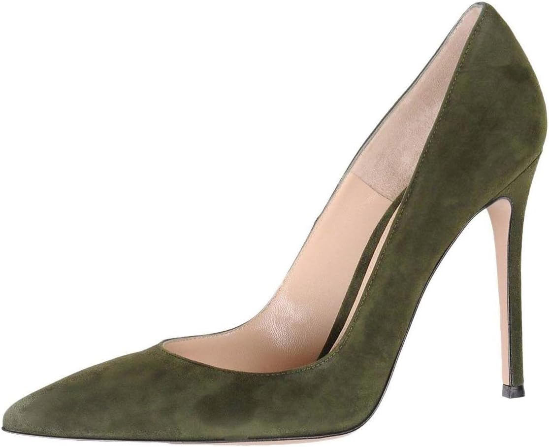 SAMMITOP Women's 10cm High Heel Pumps Slip-on Pointed Toe Sexy Dress Shoes