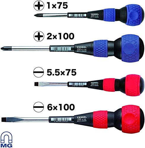 VESSEL Ball Grip Screwdriver Set 4pcs. No.2204CS