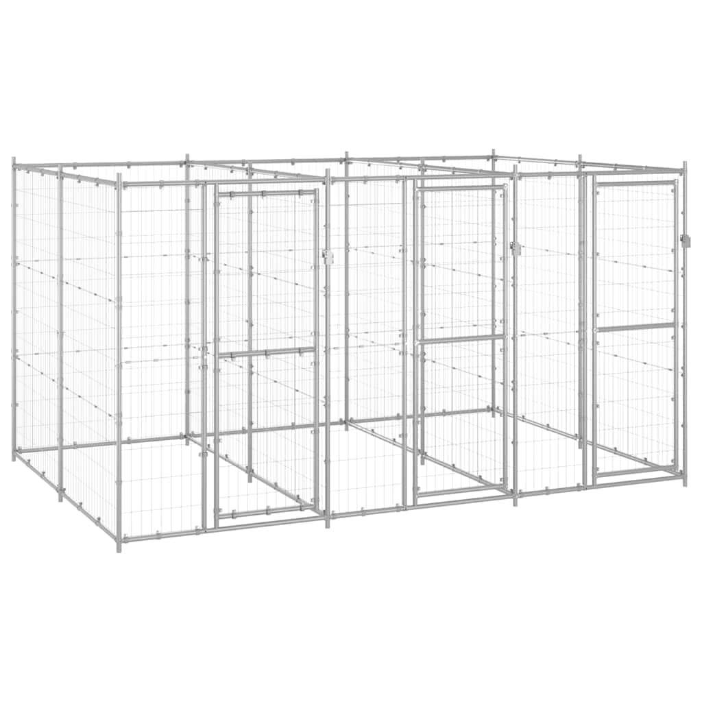vidaXL Chenil Extérieur Acier Galvanisé 7,26 m² Enclos Niche Cage pour Chiens