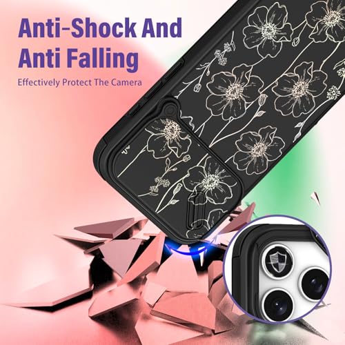 Image of Funermei for iPhone 17 Pro Max Case - Women Girls Cute Phone Cover Pretty Girly Aesthetic Black Butterfly Unique Design with Slide Camera Cover and Dual Protection Funda for iPhone 17 Pro Max Case