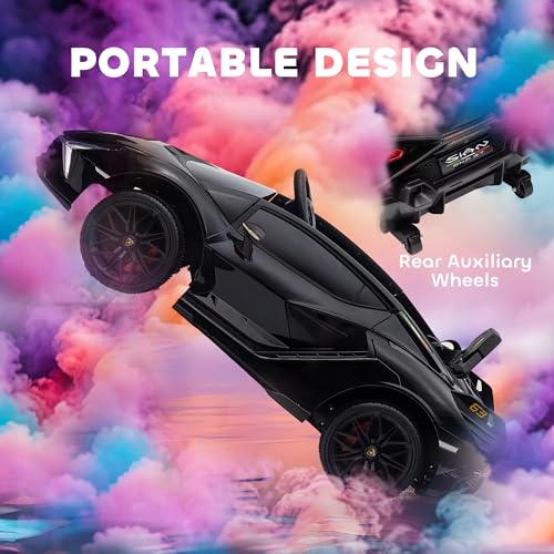 Aosom 12V Ride on Car, Lamborghini SIAN Licensed Battery Powered Electric Car for Kids with Remote Control, Horn, Music, & Headlights, Black