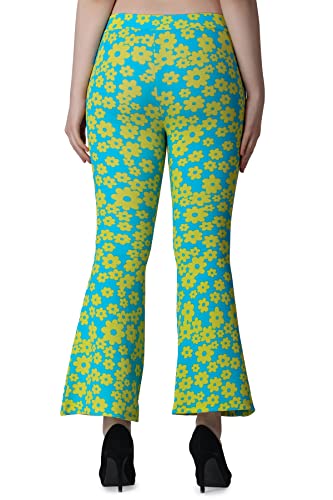Image of POPWINGS Casual Marble Print Bell Bottom Trousers for Women || Flare Fit Women Trousers for Summer || Stylish Western Regular Fit Casual Bell Bottom Trousers for Women