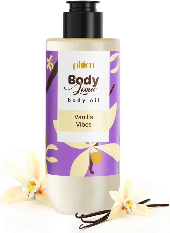 Vanilla Body Oil with Avocado Oil, Coconut Oil & Carrot Seed Oil, 100% Pure Moisturizing Oil, Detoxifying, Omega-3 Fatty Acids, Vitamins A, D, E for Nourishing, Paraben & Silicone Free, 6.7 Fl Oz