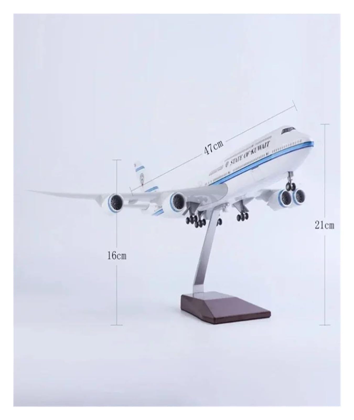 Odlewane zabawki samolotowe w skali 1/150 dla kuwejckiego modelu samolotu B747 model samolotu odlewany samolot wykwintna dekoracja samolotu do kolekcji i ekspozycji (ze światłem)