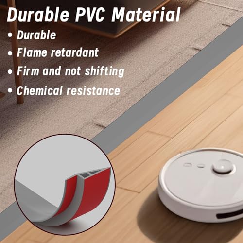 LIHIQIYA PVC Türschwellen Leiste, Übergangsprofil Selbstklebend, Übergangsleiste Boden Höhenausgleich Abdeckleiste für Parkettböden Laminate Schwellen (Grau, 7mm bis 10mm, 1M)