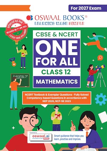 Image of Oswaal CBSE & NCERT One for All Class 12 Mathematics| With 2026 Papers (Delhi & Outside Delhi)- fully solved | With NCERT, NCERT Exemplar & Competency-based Questions | For 2027 Exam | With Oswaal AI