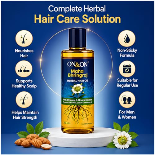 Image of Maha Bhringraj Herbal Hair Oil - Nourishing & Strengthening Hair (Pack of 1, 200ml)