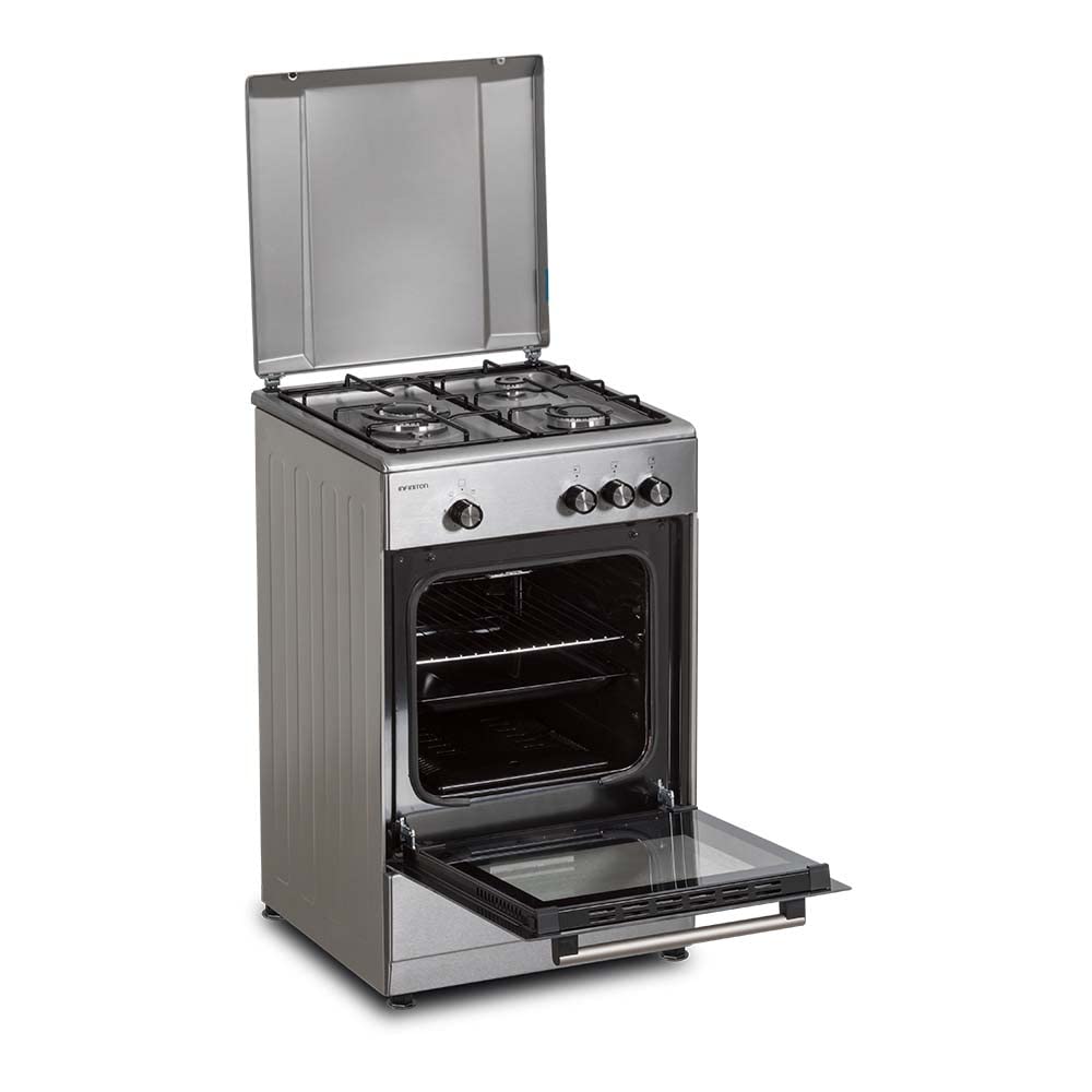 INFINITON Cocina de gas CC57TAC - Ancho 50cm, 3 Zonas, Inox, Quemadores con seguridad FFSD, compatible gas Natural y Butano