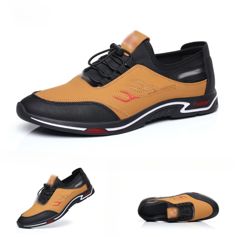 Qacksv Men's Fashion Casual Business Sports Shoes,Non-Slip Comfortable Faashion Casual Shoes,Solid Color Low-top with Elastic Strap Closure,Suitable