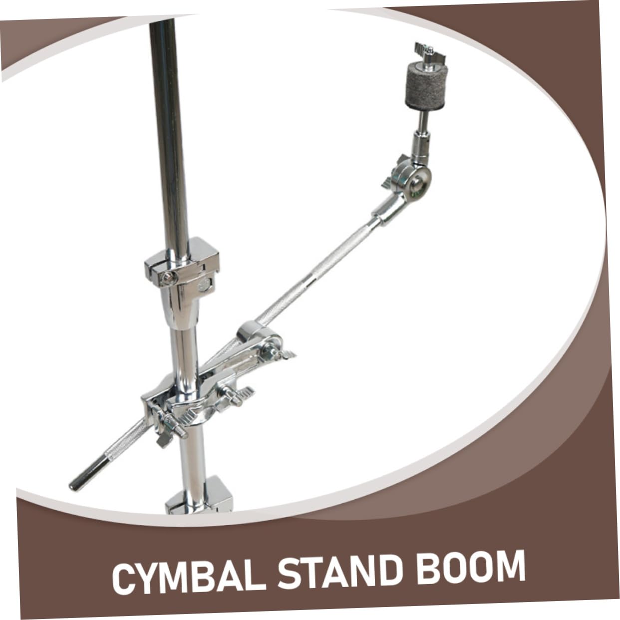 VICASKY Support de Fente de Cymbale en Acier Inoxydable Argenté, Bras de Perche Court Facile à Installer pour Accessoires D'instruments de Musique