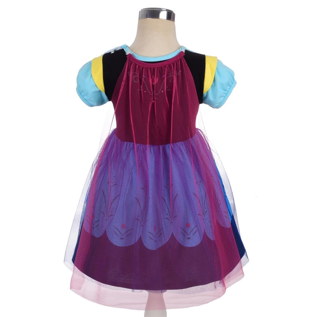 Lito Angels Princess Fancy Tulle Dress Up Costume with Cape for Girls Cotton Outfit Casual Wear, Age 5-6 Years, Blue 098 - Image 2