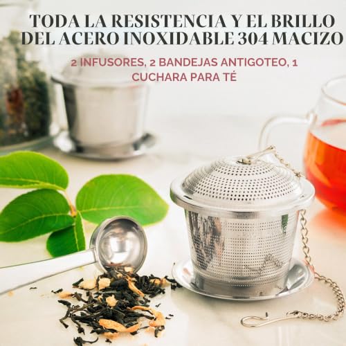 Miniatura 8 de Infusor Apace Juego De 2 , Bola Y Filtro De Té Con Cuchara Y Escurridor, Colador Y Pasapapero De Acero Inoxidable Para Una Infusión Y Experiencia Desiguales