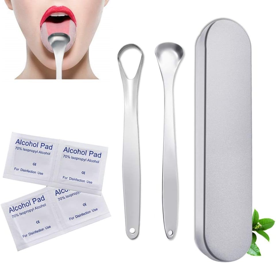 Tongue Scrapers for Adults Stainless Steel Tongue Cleaner for Kids 2 Pcs High Grade Tongue Scraper Set Oral Care