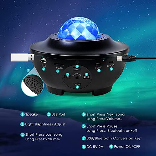 OTTOLIVES Star Projector Night Light 2 in 1 Star Galaxy Projector & LED Nebula Cloud/Rotatable Ocean Wave Projector with Remote Control & Bluetooth Music Speaker for Kids Adults Bedroom Decoration