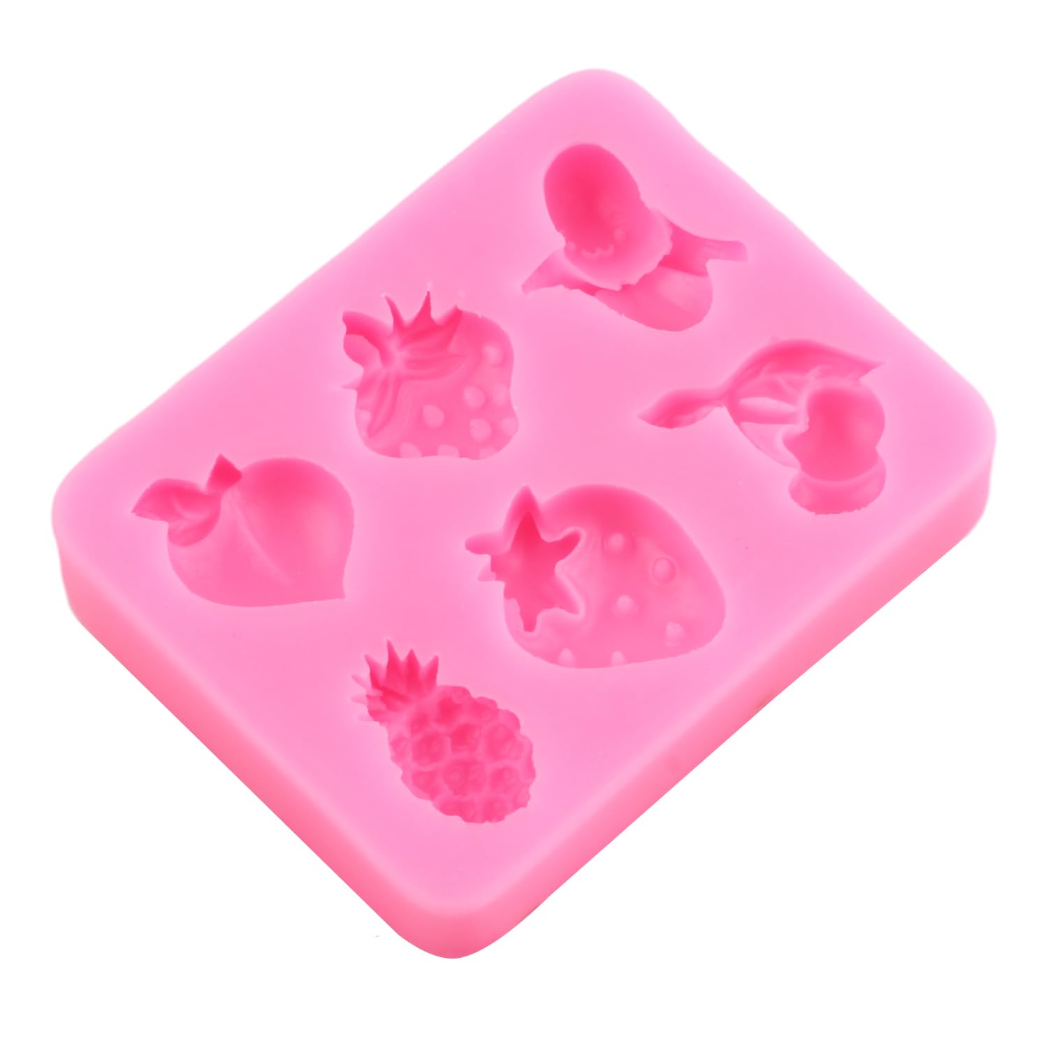 XMOLDNMS Stampo in silicone a forma di frutta, fragola, ananas, ciliegia, pesca, fondente, decorazione per torte, cupcake, cioccolato, caramelle, argilla polimerica, pasta di gomma