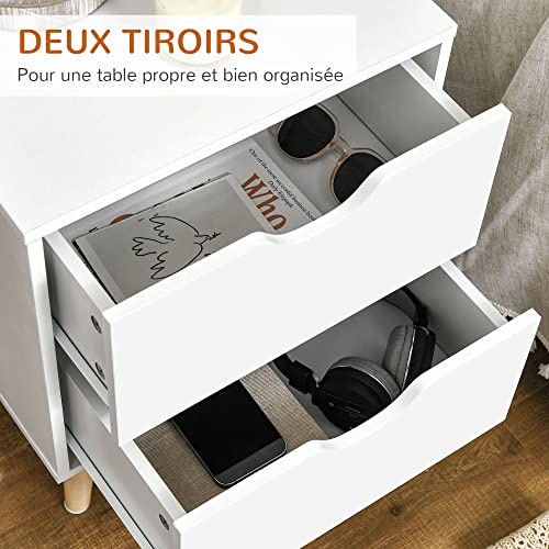 Table de chevet blanche compacte HOMCOM : optimisez le rangement des petits espaces
