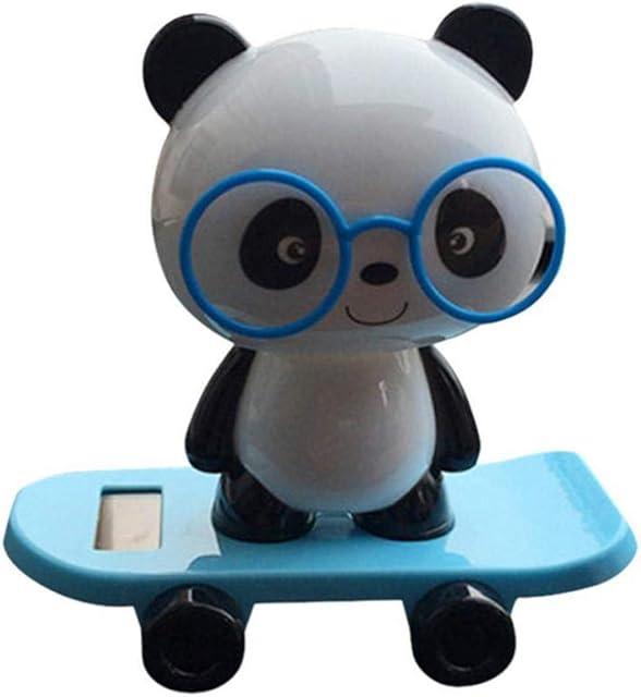 Cute Solar Powered Car Dashboard Home Desk Decor Dancing Panda Swinging Toy Gift - Blue