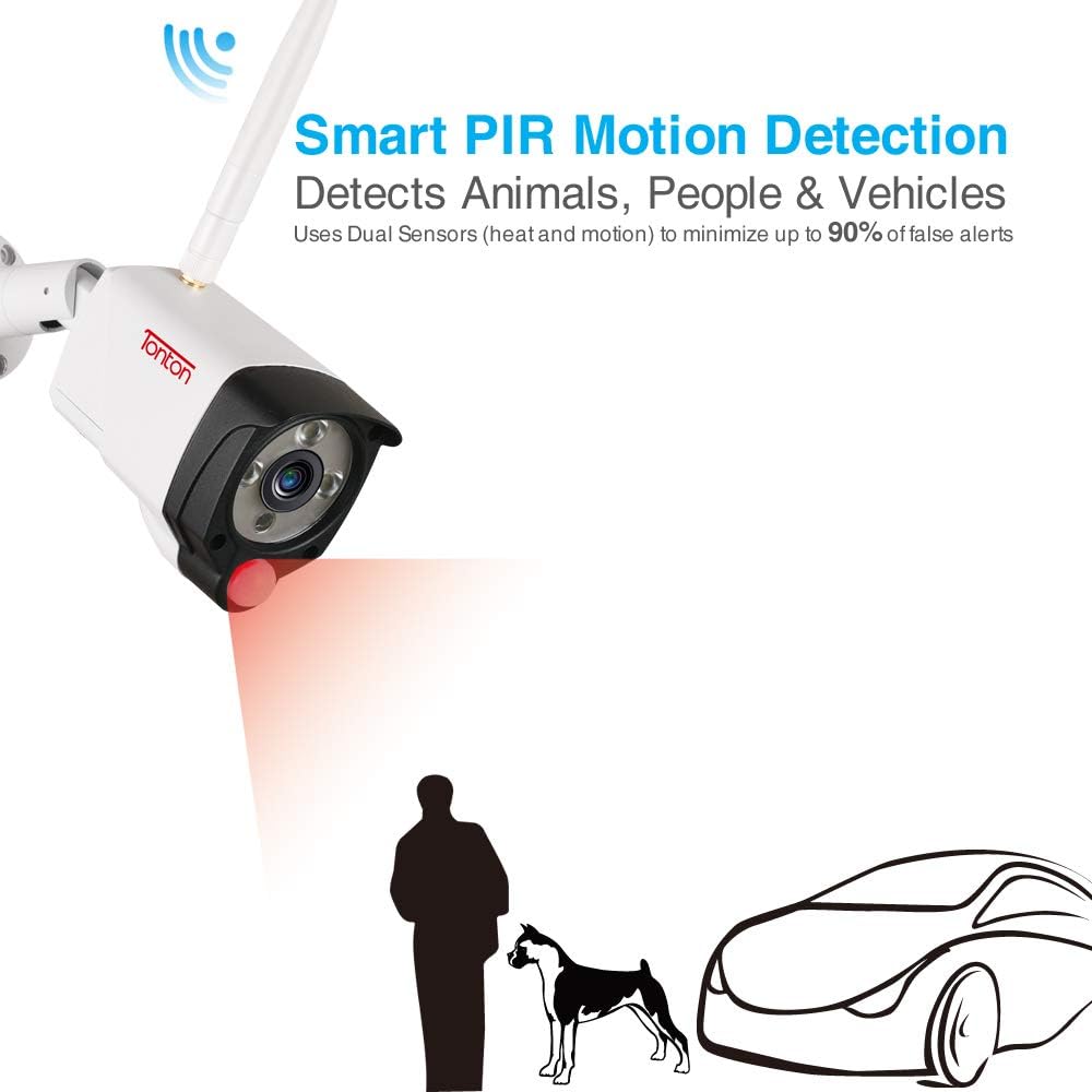 70% оƒƒ Dіѕсоunt [Audio Recording] 1080P Security Camera System Wireless,Tonton 4CH Full HD 1080P Network WiFi NVR with 2TB Hard Drive and 4PCS 2.0MP Outdoor Indoor Bullet IP Cameras with PIR Sensor,Plug and Play