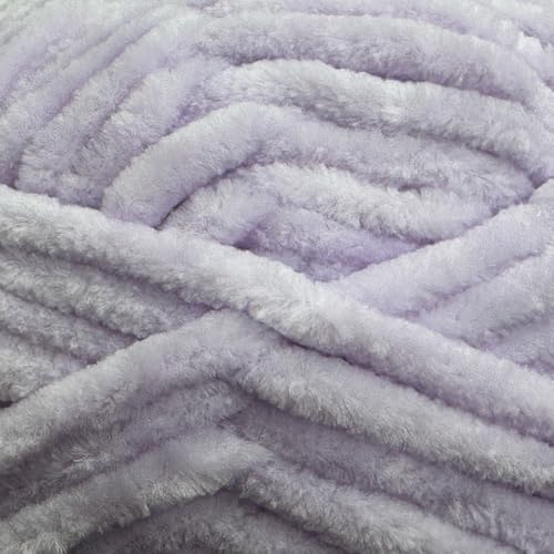 Image of Cuddly Velvet Chenille Yarn, Super Soft Fluffy Bulky for Knitting Crocheting Crafting Blanket Amigurumi, Durable for Shedding, 100 Gram (3.53 Ounces) 109 Yards (100 Meters) (Lilac) (3 Skeins)