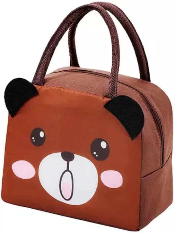 Lancheira Escolar Bolsa Termica Infantil Com Estampas De Animais 3D Marmita Para Meninos E Meninas Manter Os Lanches Frescos Marca LC Pagotti (URSO MARROM)