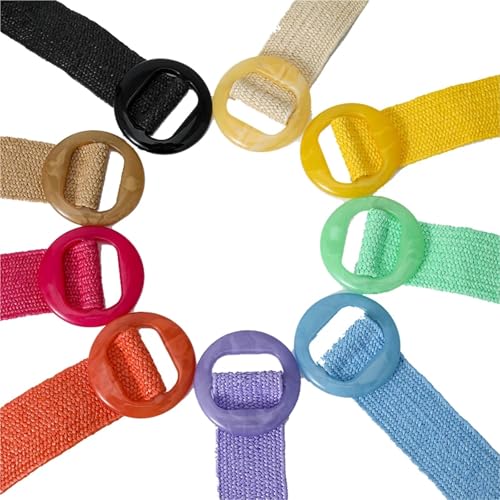 Straw Boho Belt Women Straw Woven Elastic Wide Belt Solid Color with Matching Plastic Buckle3