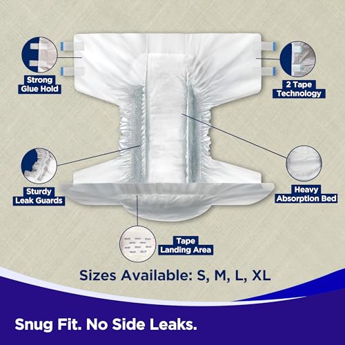 Image of Friends Easy Adult Diapers Tape Style - (Extra Large) with odour lock and Anti-Bacterial Absorbent Core- Waist Size 29.53-62.99 Inch ; 75-160 Cm