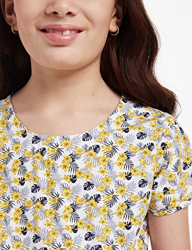 Image of Amazon Brand - Jam & Honey Girl's 100% Soft & Pure Cotton Comfortable and Stylish Printed Woven Dress with Short Sleeves and Belt - Perfect for Every Occasion