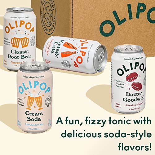 Olipop 4-Flavor Sparkling Tonic Retro Greatest Hits Variety Pack, Prebiotic Soda Sampler, Rich In Botanicals,High Fiber, Vegan thumb #3