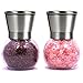 Brushed Stainless Steel Salt Mill and Pepper Grinder Set With Round Glass Globes - Isa Cucina