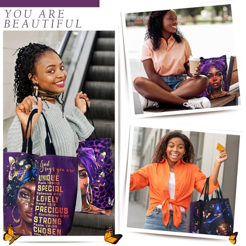 Silkfly 4 Pack Bolsas Tote Afroamericanas para Mujer miniatura 2