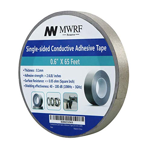 Image of MWRF Source Conductive Cloth Fabric Adhesive Faraday Tape (0.6-inch x 65ft); EMI Grounding; RFID Signal Attenuation; Radio Frequency Signal Attenuation; Guitar Interference Shielding