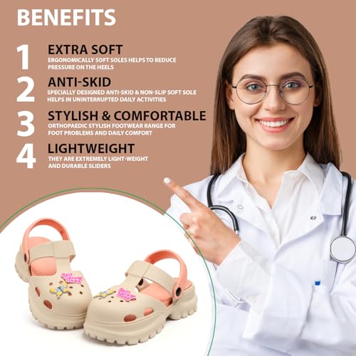 Image of DOCTOR HEALTH SUPER SOFT Stylish and Light Weight & Waterproof Anti Skid Women Clogs with Cushioned Footwear || Comfortable with Adjustable Back Strap Women Clog Everyday Wear