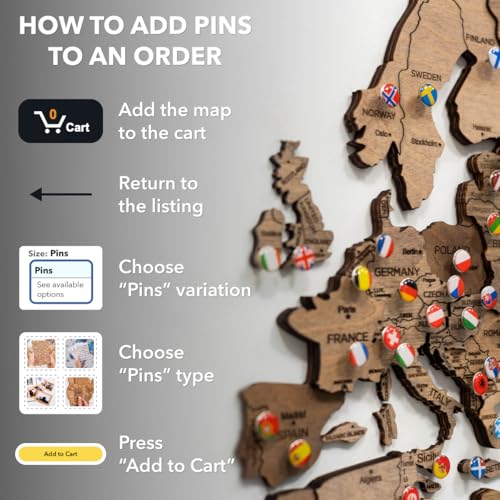 Image of Enjoy The Wood 3D Wooden World Map Wall Art (Oak, L) | Large Travel Map with Pins for Art Decor, Decorative Map of the World for Home, Office Travel Wall Art Housewarming Gift Idea