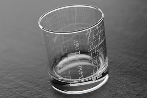 Miniatura 5 de Well Told Vaso de whisky grabado Phoenix Arizona Map Rocks, Old Fashioned Whisky Glass (11 onzas, transparente), regalos para los amantes del whisky