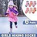 ZERULETS Kids Girls Thermal Socks 6 Pairs Thick Warm Hiking Crew Socks for Girls Kids Boys 10-14 Years