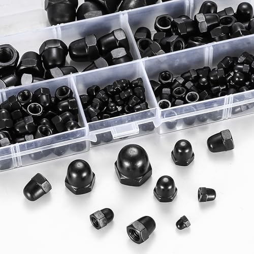 205 Pcs Dome Cap Nuts, DIN 1587 Carbon Steel Dome Nut Caps, Hex Dome Cap Nuts, Dome Cap Cover Nuts for Screws Nuts and Bolts Protective Caps Cover Hexagonal, M3 M4 M5 M6 M8 M10 Nuts, Black - Image 4