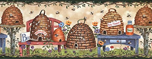 Concord Wallcoverings ™ Wallpaper Border Bee Hives Honey Sunflowers Bugs Benches Plants For Cottage, Multicolored, Size 9.25 Inches By 15 Feet Bp007111B #TOP1